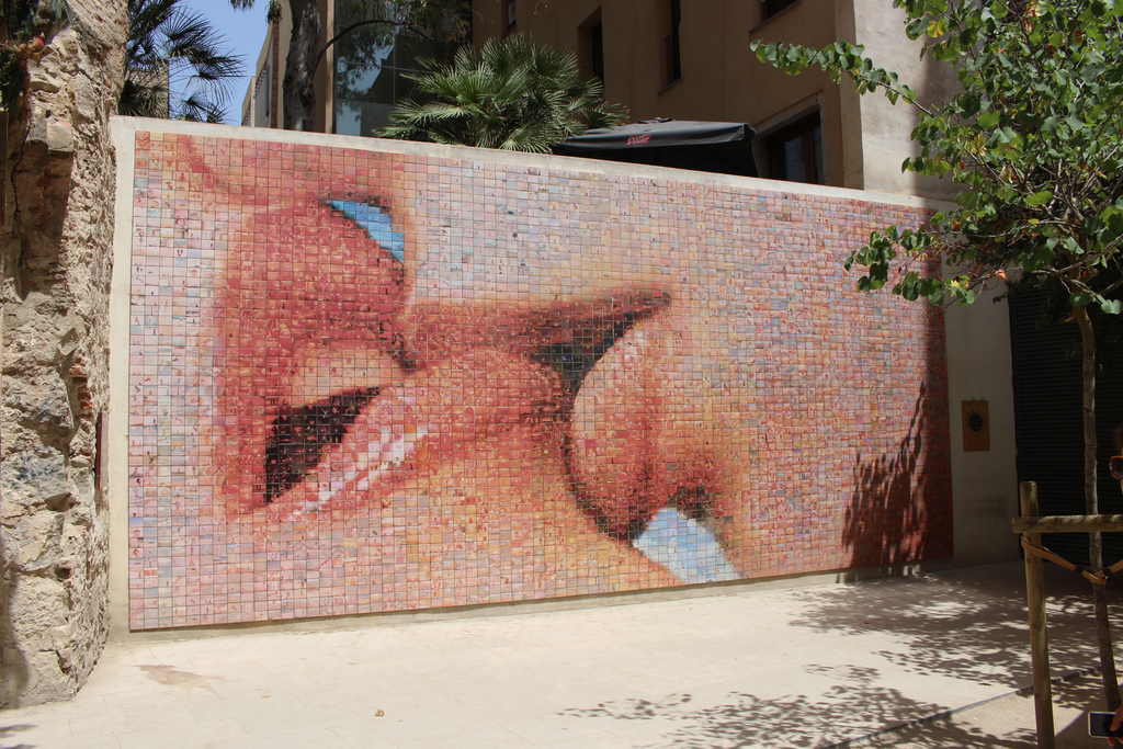 mural com beijo, Barcelona